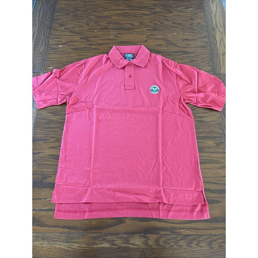 NEW Vintage Wimbledon Kent & Curwen Embroidered Cotton Red Polo Shirt SS